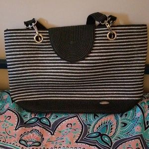 Dark gray and silver striped Capelli bag